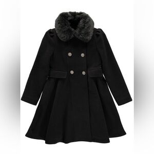 NWT Rothschild & Co Big Girl Princess Coat w/Removable Collar Charcoal - 14
